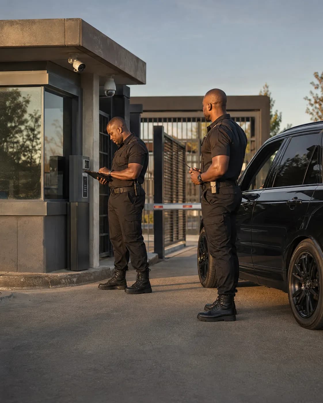 S\u00B2 Tech security officers at a commercial security checkpoint